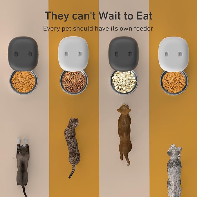 Automatic Cat Feeder - 4L Timed Auto Pet Feeder for Cat and Dog with Dry Food Dispenser, 180-day Battery Life, 1-6 Meals Per Day, 1-16 Portion, Desiccant Bag Keeps Food Fresh