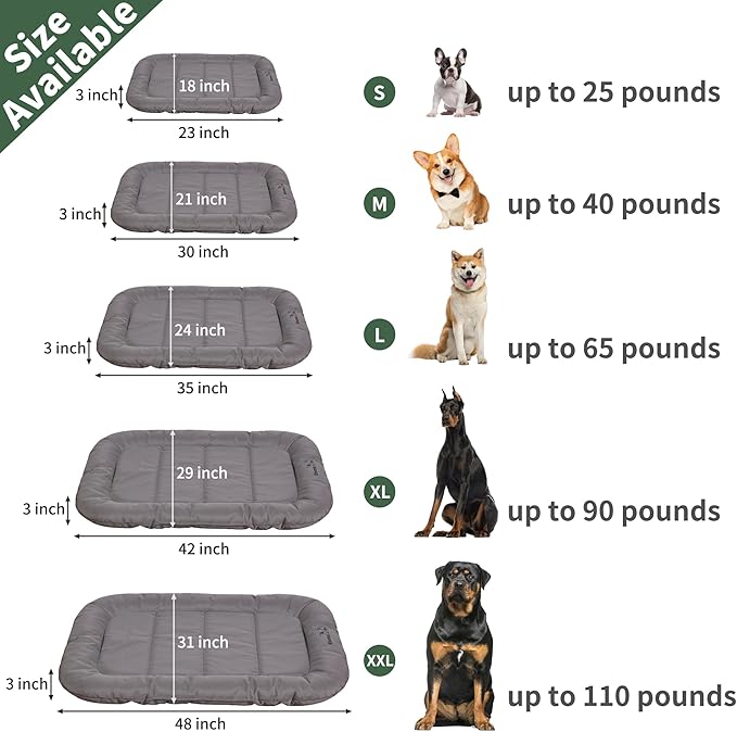 KHONSU PET Durable Dog Bed Tough and Tear Proof Dog Crate Bed, 800lbs Tear Strength PVC-Backed Waterproof Ped Bed Mat Indoor & Outdoor Use for Dogs up to 25 lbs