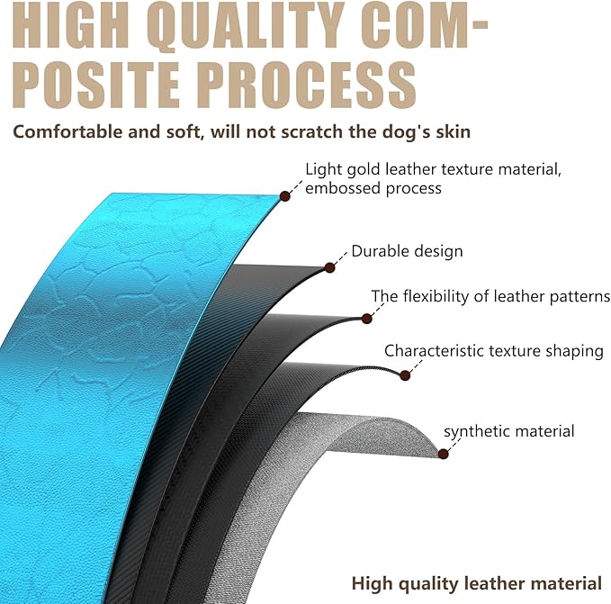 AirTag Dog Collar - Leather Dog Collar with Airtag Holder | IP68 Waterproof AirTag Holder with Metal Buckle, Comfortable GPS Dog Collars Tracker for Medium Large Dogs (Blue, XL)