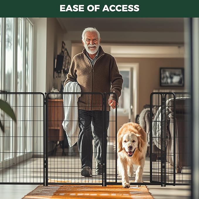 FXW Homeplus Unleashed Indoor Dog Playpen - Stress-Free and Safe Play, Heavy Duty 45 Inch 12 Wire Panels Dog Pen for Large Dogs, Black│Patented