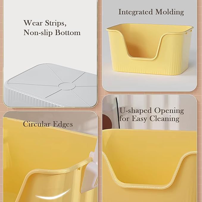 Vealind Extra Large Litter Box with High Sides, XL Litter Boxes for Big Cats, High Sided Litter Pan, Leak-Proof & Anti-Splashing, Easy Clean & Durable (25” * 17” * 13” Green)