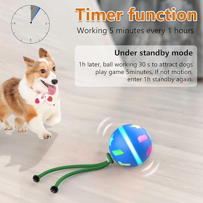 Interactive Dog Toys Ball,Automatic Moving Toy for Small/Medium Dogs,Motion Activated Bounce Ball,USB Rechargeable Dog Enrichment Toys to Keep Them Busy (Blue)