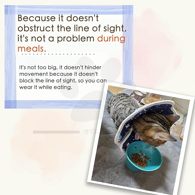 Soft Cat Recovery Collar,Adjustable Cat Cone,Protective Cone Collar After Surgery for Cats (Starry Sky, M)