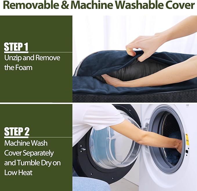 Orthopedic Dog Beds for Extra Large Dogs, Waterproof Dog Beds XLarge, Memory Foam Dogs Couch Beds with Comfy Bolster, Removable Washable Cover and Nonskid Bottom (X-Large,Navy Blue)