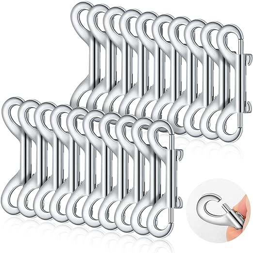 Hotop 20 Pcs 3.5 Inch Double Ended Bolt Snaps Hooks Zinc Alloy Trigger Chain Metal Clips Key Holder for Linking Key Chain Dog Leash Collar Pet Sling Feed Buckets(Silver)