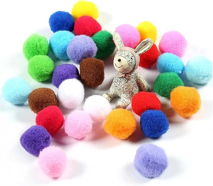 30Pcs 1.3 Inch Cat Toy Balls Soft Kitten Pompom Toys Indoor Cats Interactive Playing Quiet Ball Cats Favorite Toy, Cat Pom Pom Balls for Craft DIY Creative Crafts Decorations (Assorted Color)