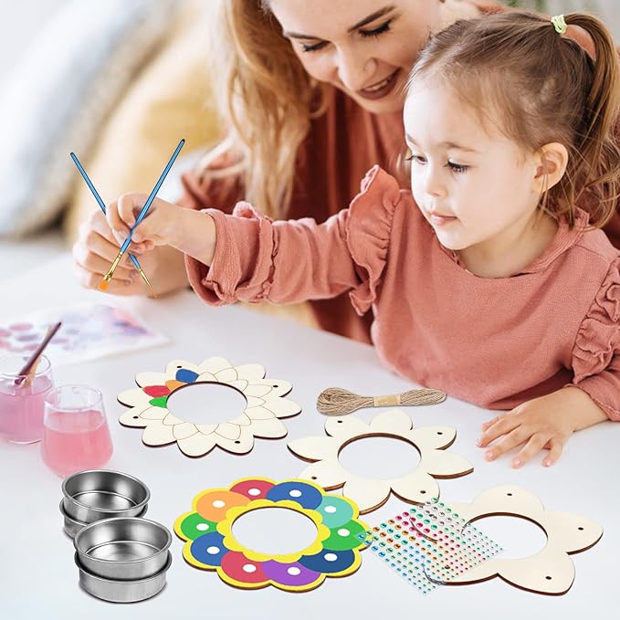 Fennoral 4 Pack Bird Feeder Kits for Kids Make Your Own Bird Feeders Wooden Arts and Crafts for Kids Ornaments DIY to Paint Bird Feeders Craft for Spring Winter Garden Outdoor Activities Project