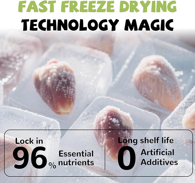 Freeze Dried Chicken Heart Pet Treats, High Protein Freeze-Dried Pet Food for Dogs, Cats, Fresh Ingredient, 3.2 oz, Rawhide Free, Gluten&Grain Free