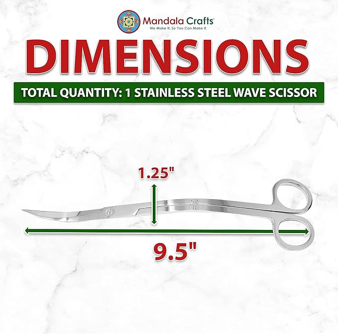 Mandala Crafts Extra Long Stainless Steel Curved Aquarium Scissors for Trimming Aquatic Plants – Wave Aquascape Scissors for Fish Tanks, Hospital Tanks, Goldfish Bowls, Aquariums, and Terrariums