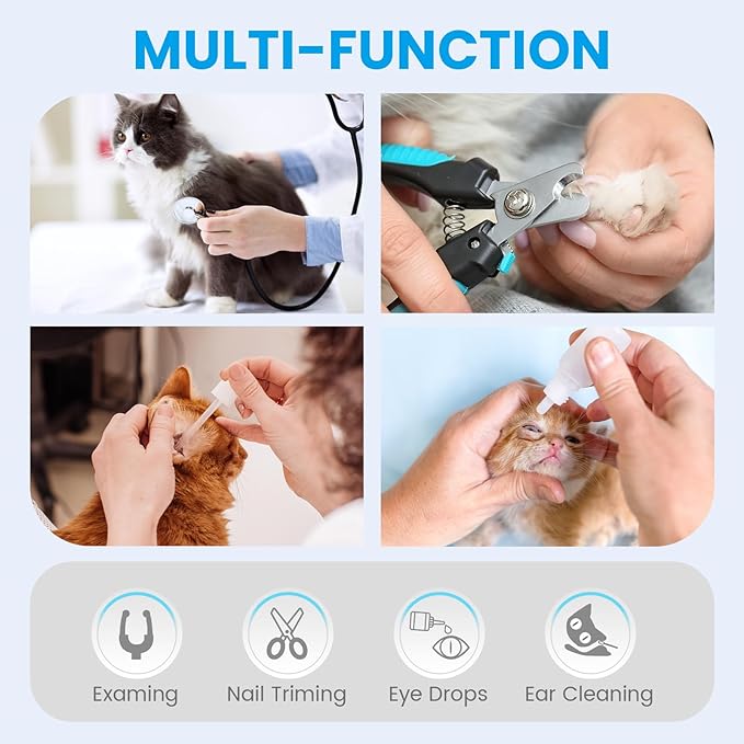 Cinf Cat Bathing Bag, Breathable Mesh Anti Scratch Adjustable Cat Grooming Bag for Nail Trimming, Bathing Soft Cat Washing Bag(Orange Blue) L