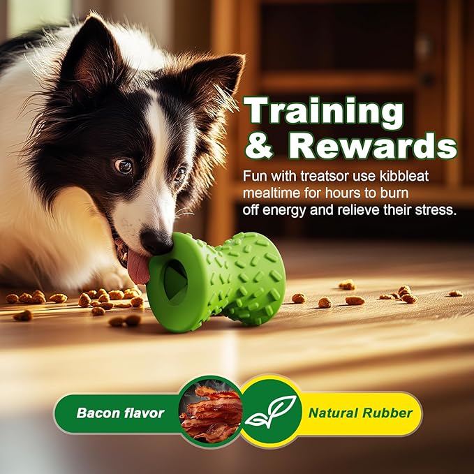 Puppy Toys, Toys for Small Dogs, Dog Treat Toy for Traning, Interactive Toy, Dog Treat Dispenser Toy,Natural Rubber Dumbbell Shaped(Green)