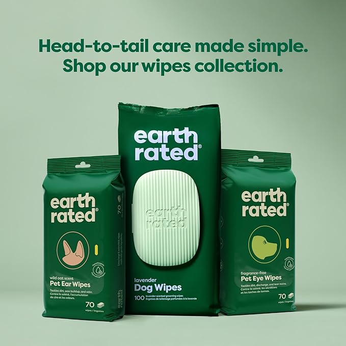 Earth Rated Dog Wipes, Hypoallergenic, Cleaning and Hydrating, for Grooming Paws, Body and Butt, Lavender Scented, 400 Count