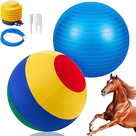 40inch Giant Herding Ball with Ball Cover Anti Burst Please Watch VCR for How to Inflation Horse Toys for Horses Stall Entertainment Play, Pump Included (Mixed Color,Classic)