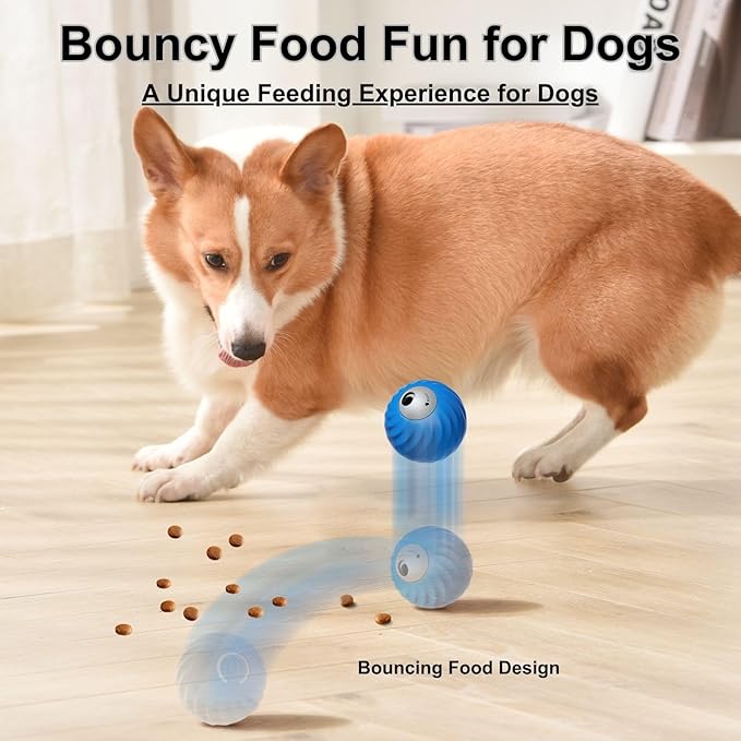 Zoomie Buddy 2.0, Zoomie Buddy for Dogs, 2 in 1 Smart Touch Interactive Dog Balls ＆ Pet Feeder, 2.83" Diameter, Suitable for Small/Medium Dogs, with Fruit Plush Cover (2*Blue, Pineapple)