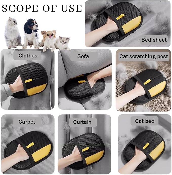Magic Brush Pet Hair, Newly Upgraded Reusable Electrostatic Pet Hair Remover Glove, Pet Hair Removal Glove for Dogs & Cats, Clothing, Couch, Carpet, Car Seat (3 Pcs)