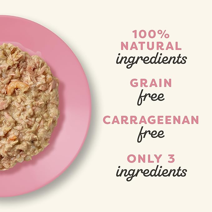 Applaws Natural Wet Cat Food in Broth, Limited Ingredient Wet Cat Food Pouches, No Additives, Made with Natural Ingredients, Tuna Fillet with Shrimp in Broth (12 x 5.3oz Pouches)