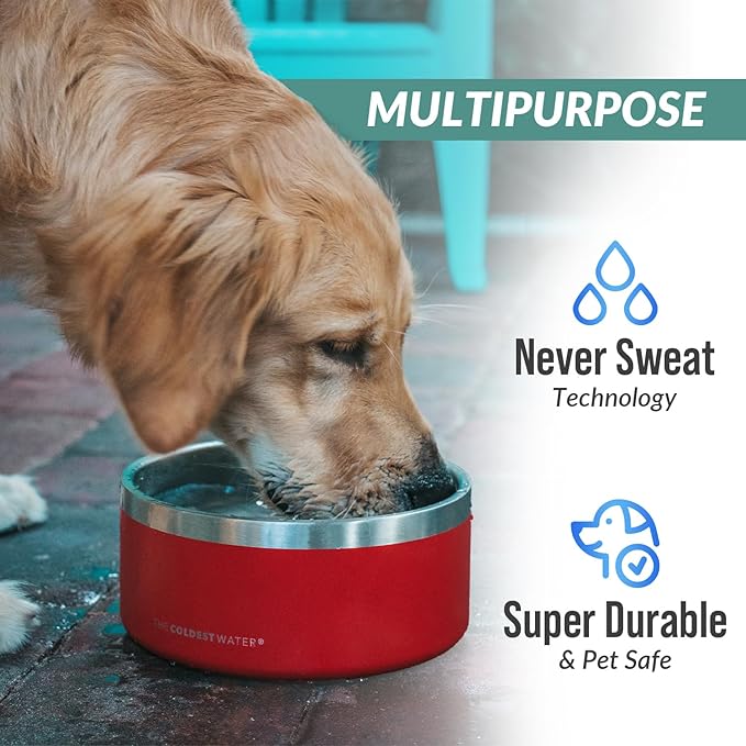 Coldest Dog Bowl - Anti Rust Metal, Non Slip, 3 Layers Insulated Stainless Steel Dog Bowls - Spill Proof & Heavy Duty - Water Bowl for Dogs, Cats & Pets, Dish Washer Safe (21 oz, Stardust Glitter)