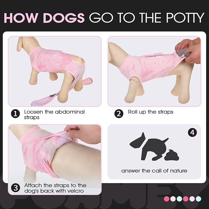 FUAMEY Recovery Suit for Dogs After Surgery,Soft Breathable Dog Bodysuit E-Collar & Cone Alternative Surgical Suit,Male Female Dog Neuter Spay Suits Anti Licking Wounds Onesie Pink Tie Dye XXL