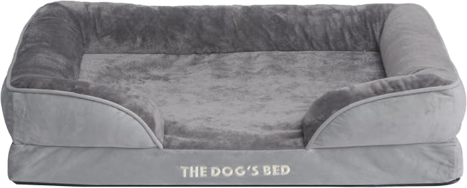 The Dog’s Bed, Orthopedic Standard Foam Waterproof Dog Bed with Standard Support, Large Silver Grey Plush, Waterproof, Supportive Dog Bed with Replaceable Covers, Veterinary Approved