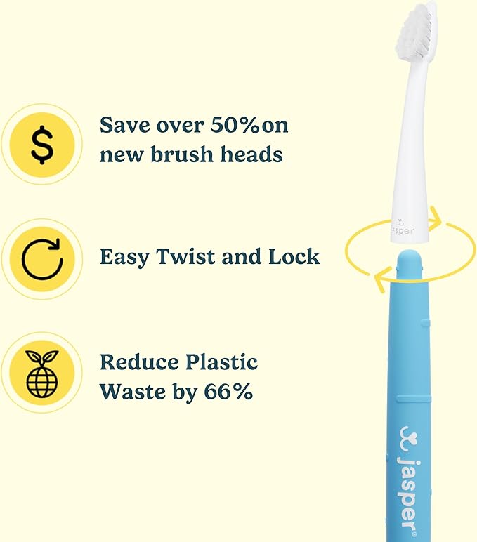 Jasper Microbrush Cat Toothbrush, Soft-Bristled Toothbrush Kit for Felines & Small Dogs, Non-Slip Handle with 2 Replaceable Brush Heads, Use with Cat Toothpaste (Microbrush, Brush Heads Only)