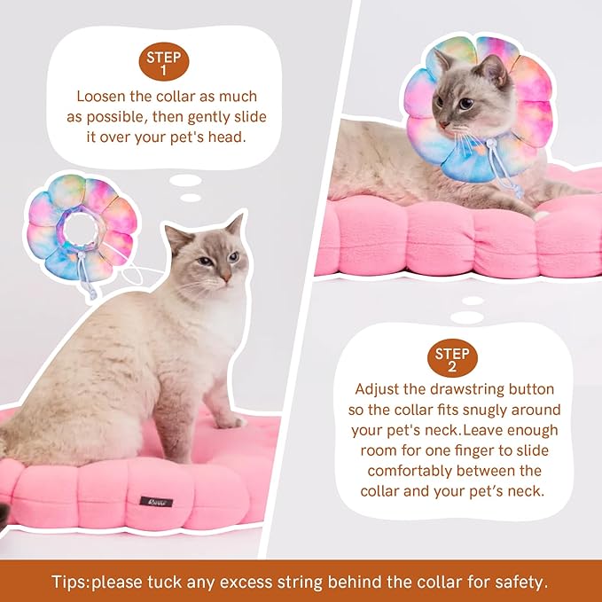 Cat Cone Collar Soft, Adjustable Cat Recovery Collar, Soft Cone for Cats Protective Cat Neck Cone After Surgery