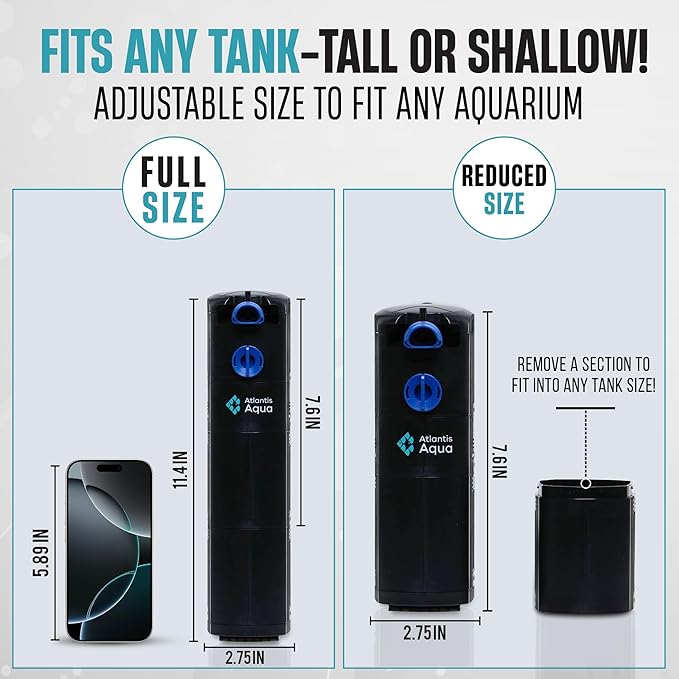 20 Gallon Fish Tank Filter up to 55 Gallons | Quiet Fish Tank Filter | Crystal Clear Water | Turtle Tank Filter | Submersible Aquarium Filter, Filter for Fish Tank, 50 Gallon Fish Tank Filter