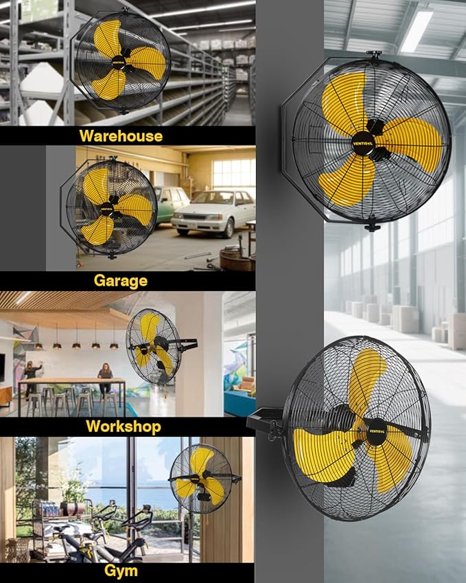 VENTISOL 20 Inch Waterproof Wall Mount Fan, High Velocity 3-Speeds 4650 CFM Heavy Duty for Home, Workshop, Industrial, Barn, Greenhouse, ETL Listed