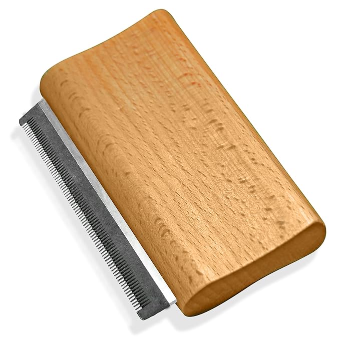 Jocomb Wooden Deshedding Brush for Dogs, Cats & Horses - Gentle Grooming Tool for Thick, Short & Wiry Coats - Dematting Pet Brush for Shedding Control & Comfort