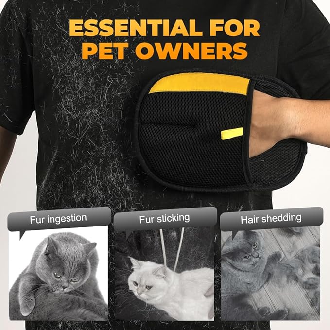 Pet Hair Remover Gloves, 2025 Upgraded Pet Grooming Gloves Hair Remover Electrostatic, Premium Efficient Hands on for Dogs, Cats & Horses (1PCS)