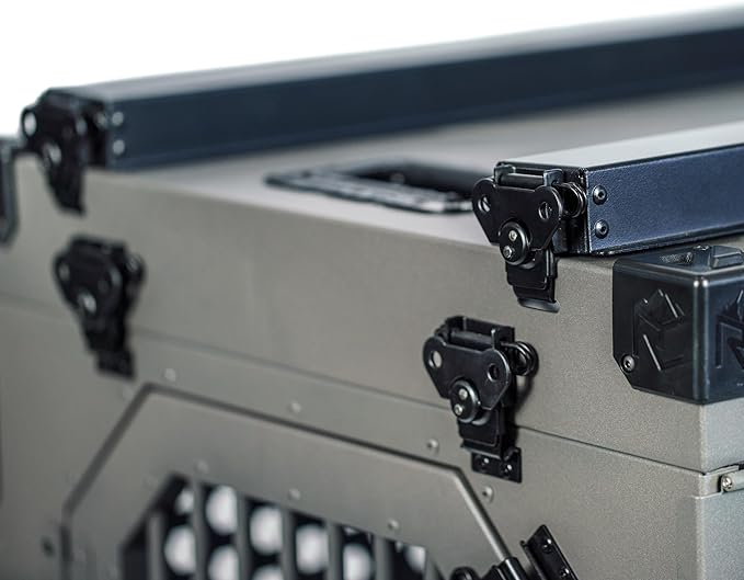 ROCK CREEK CRATES Collapsible Dog Crate: Meticulously Engineered, Durable Aluminum Construction, Non Slip Feet | 10 Year Warranty | Ideal for Indoor & Vehicle Use (White Snowfall, 30 Inch)