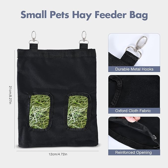 Rabbit Water Bottle 33oz Hamster Water Bottle Hanging Guinea Pig Water Dispenser Include Hay Feeder Bag Set for Bunny Small Pet Animal