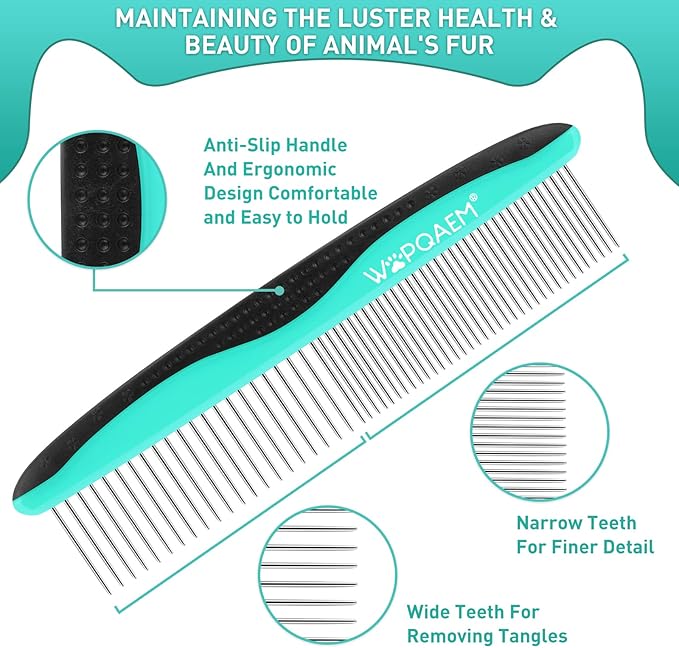 Dog Brush Kit for Grooming Short Long Haired Cats, 3 in 1 Dog Grooming Set for Small Animals, Puppy Self-Cleaning Slicker Brush for Shedding Medium & Large Dogs. Free Pet Comb + Nail Clippers