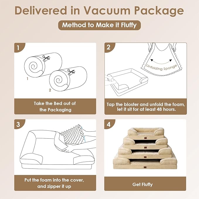 EHEYCIGA Orthopedic Dog Bed for Small Dogs, Waterproof Memory Foam Small Pet Beds with Sides, Non-Slip Bottom and Egg-Crate Foam Medium Dog Couch Bed with Washable Removable Cover, Graige