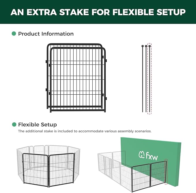 FXW Homeplus Unleashed Indoor Dog Playpen - Stress-Free and Safe Play, Heavy Duty 32 Inch 2 Wire Panels Dog Pen for Small and Medium Dogs, Black│Patented