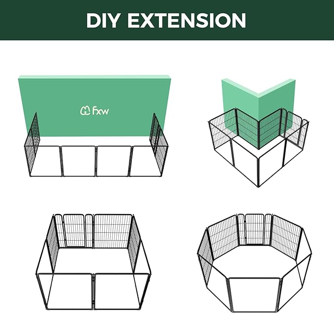 FXW Homeplus Unleashed Indoor Dog Playpen - Stress-Free and Safe Play, Heavy Duty 32 Inch 4 Acrylic Panels + 4 Wire Panels Dog Pen for Small and Medium Dogs, Black│Patented