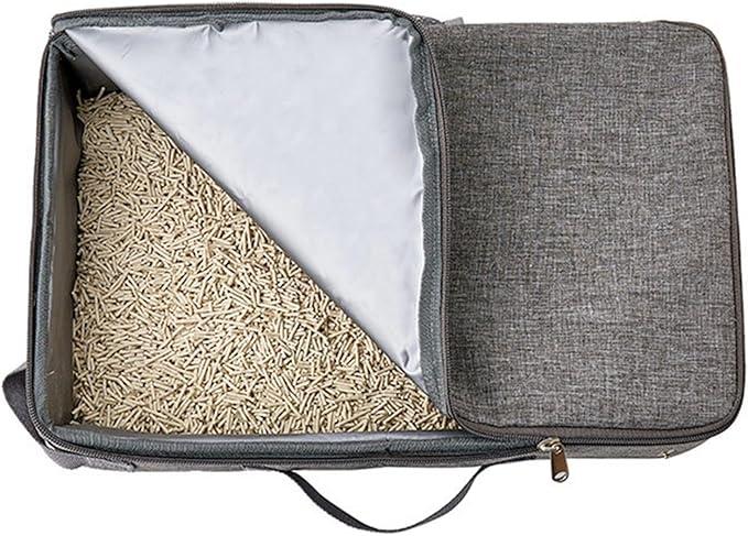 Cat Travel Litter Box, Portable Collapsible Litter Box with Lid, Small Pet Litter Box Leak Proof Litter Carrier for Cat (Rectangular)