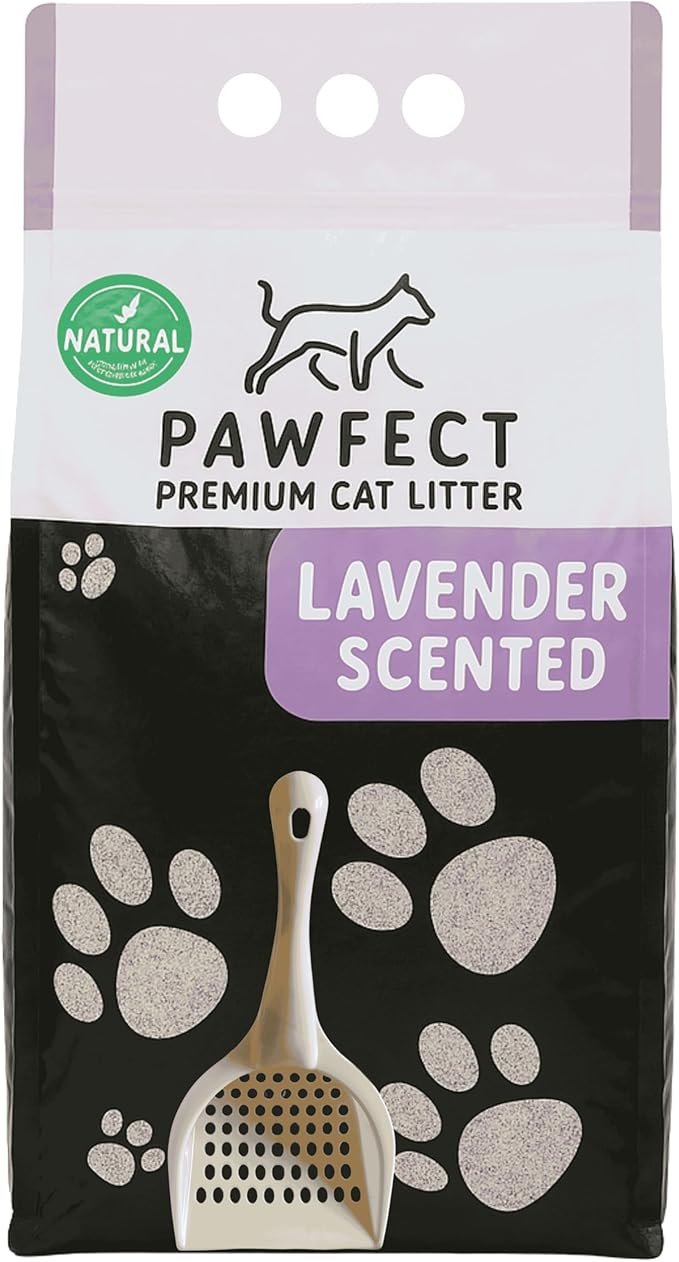 Lavender Scented Cat Litter – 37.8 lb / 20L, Fast Clumping, Natural Odor Absorption, Lightweight Formula, Made with Turkish White Bentonite