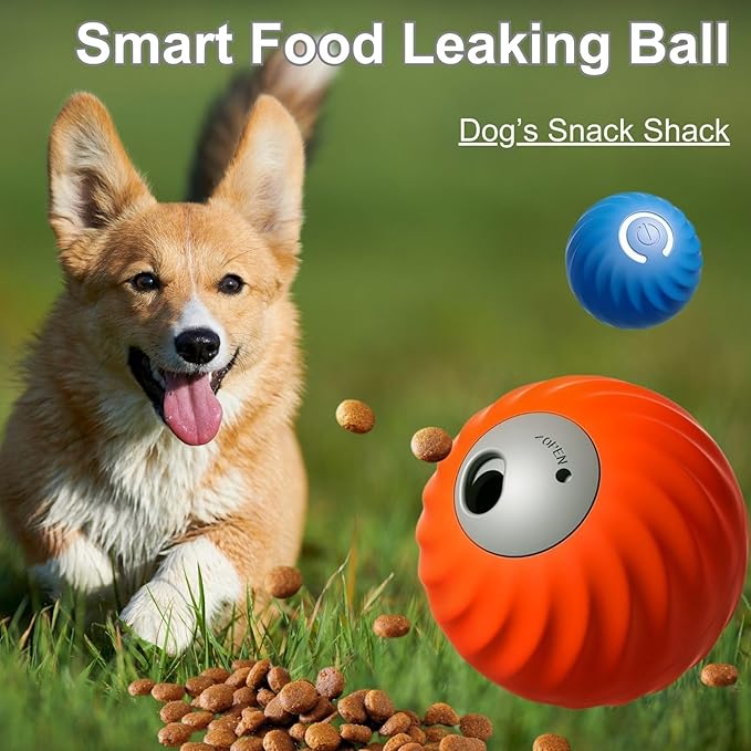 Zoomie Buddy 2.0, Zoomie Buddy for Dogs, 2 in 1 Smart Touch Interactive Dog Balls ＆ Pet Feeder, 2.83" Diameter, Suitable for Small/Medium Dogs, with Fruit Plush Cover (2*Orange, 3*Mix)