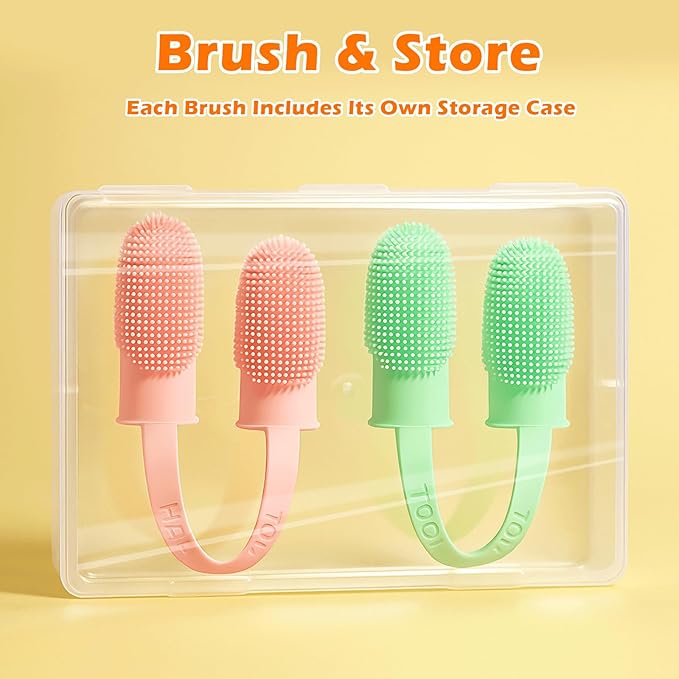 Dog Toothbrush, Dogs Tooth Brushing Kit, Cat Tooth Brush for Small to Large Dogs & Puppies, 2Pack Double Finger Toothbrush for Dog Teeth 360 Cleaning & Dental Care