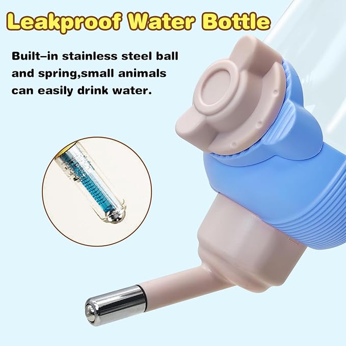 kathson Automatic Rabbit Feeder and Waterer Set, Gravity Pet Food Water Dispenser Bunny Pellet Feeder Small Animal Feeding & Watering Supplies for Guinea Pig Ferret Crate Accessories (Blue)