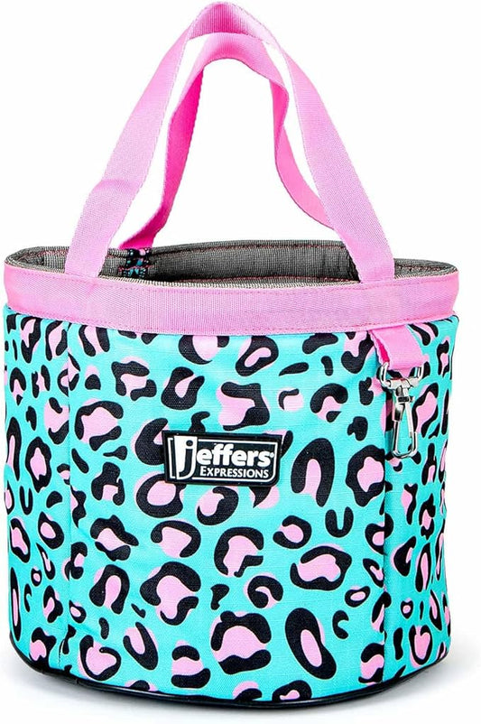 Jeffers Expression Grooming Tote Caddy, Party Cheetah - Durable Ripstop Organizer with Pockets for Horse Grooming Tools - Easy Carry Nylon Straps, Compact Storage for Stable, Travel & Equine Supplies