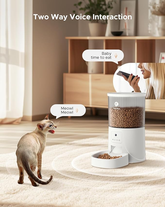 Automatic Cat Feeder with Camera - 2.4GHz APP - Controlled Cat Food Dispenser- Features HD Video for Indoor Use, Easy Setup & Cleaning, 2 - Way Audio, and a Desiccant Bag to Keep Food Fresh