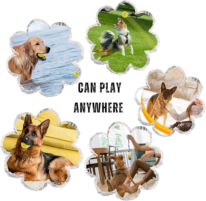 Tough Dog Toys for Aggressive Chewers & Teething Puppies, Bouncy Balls for Medium Dogs, Durable Pet Toys, Floating Dog Balls for Water Play (Orange-Blue-Set)