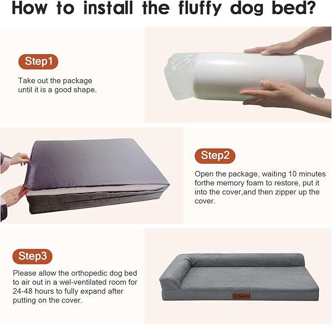 Orthopedic Dog Bed Medium Size Dog, 3 Inch Memory Foam Pet Bed for Small and Medium Dogs, Washable Removable Cover, Nonskid Bottom, Waterproof, 35x23 Inches, M Dark Grey
