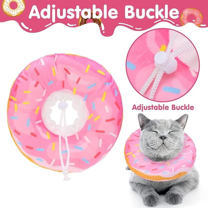BINGPET Soft Donut Cat & Small Dog Recovery Collar, Adjustable Protective Pet Cone After Surgery
