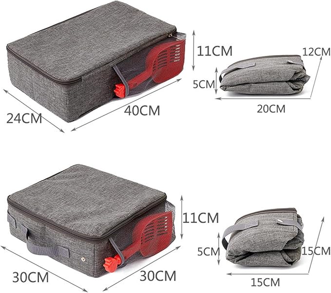 Cat Travel Litter Box, Portable Collapsible Litter Box with Lid, Small Pet Litter Box Leak Proof Litter Carrier for Cat (Rectangular)