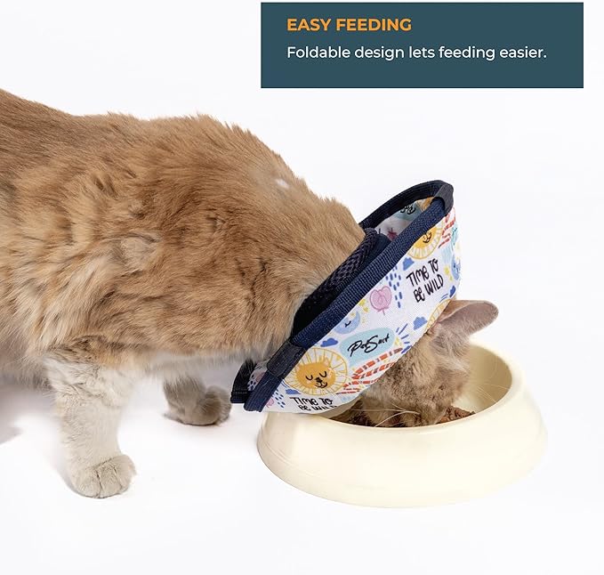 Cat Cone Collar – Colorful Cat Pattern - Lightweight Recovery Cone for Cats, Anti-Lick & Anti-Scratch, Vet Recommended, Elizabethan Collar (Colorful, XS [Neck Girth: 8.6"-12.2"])