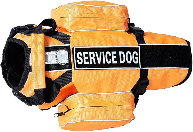 Serijoars Dog Vest Harnesses with Saddlebag Backpack for Camping & Travel - Reflective Hound Hiking Backpack Saddle Bag - Lightweight Vest Harness for Medium & Large Dogs (Orange, S)