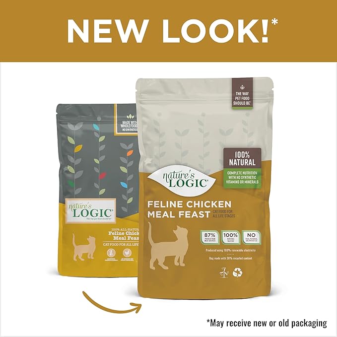 Nature's Logic Feline Chicken Meal Feast Cat Food - High-Protein Dry Food for Cats, 100% Natural Nutrition with Probiotics & Prebiotics - All Life Stages - Chicken, 15.4lbs