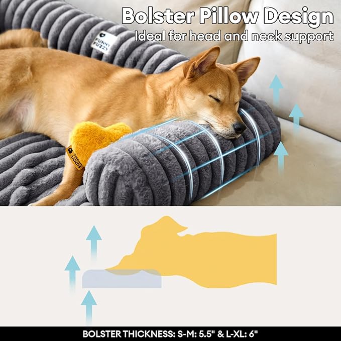 FUNNY FUZZY Pet Couch Cover for Sofa, Calming Dog Bed for Couch, Fluffy Plush Dog Couch Mat for Furniture Protector for Large Medium Small Pets, 47×37 in, Dark Grey